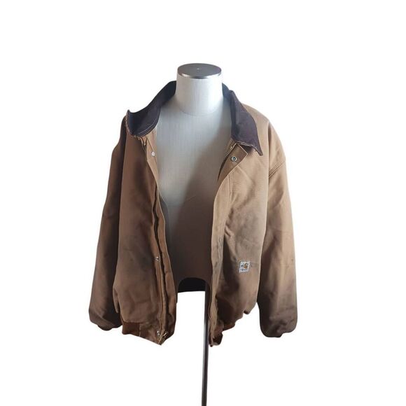 Carhartt FR flame resistant double closure snap and zip brown Detroit style made - Picture 1 of 6